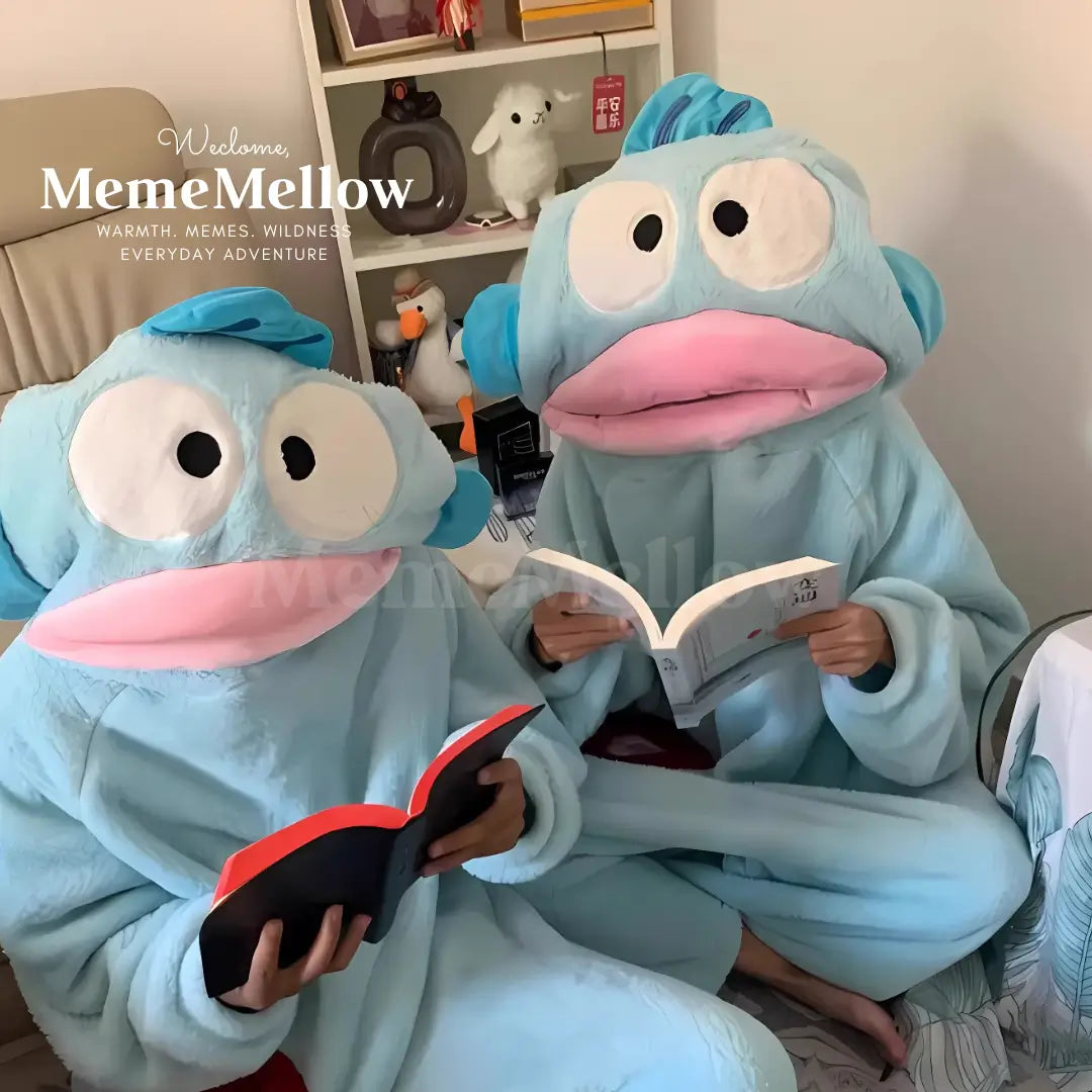 MemeMellow Puffer Pajamas: Couple Onesies w/Shoes