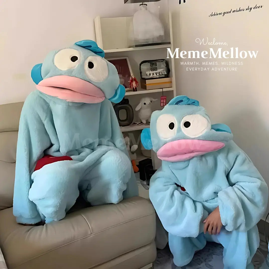 MemeMellow Puffer Pajamas: Couple Onesies w/Shoes