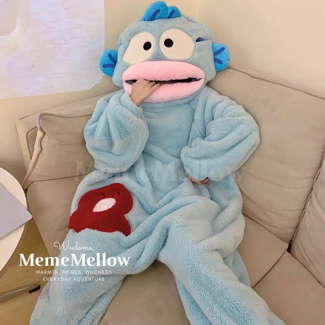 MemeMellow Puffer Pajamas: Couple Onesies w/Shoes